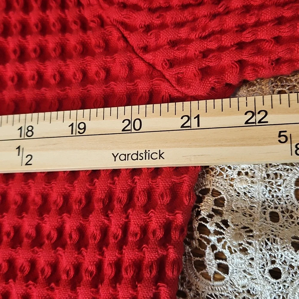 Vintage Cindy Bai Thick Waffle Knit Button- Up Cardigan With Front Pockets - Picture 9 of 11